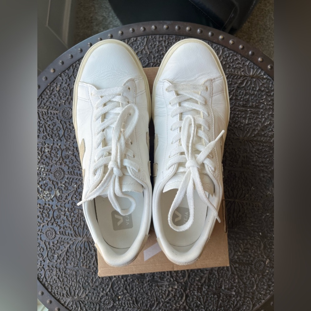 VEJA CAMPO LEATHER EXTRA WHITE ALMOND SNEAKERS 42.5 EU 11.5 - Picture 8 of 11